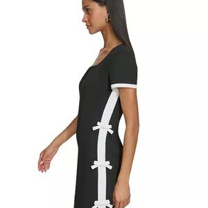 Karl Lagerfeld Paris Black Dress with white bow details on side- Size 10